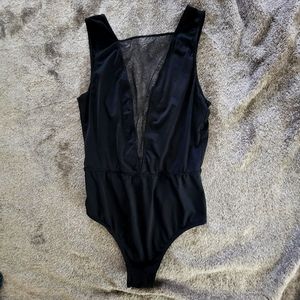 Open Back Mesh Panel Bodysuit - Black - XS - Victoria's Secret